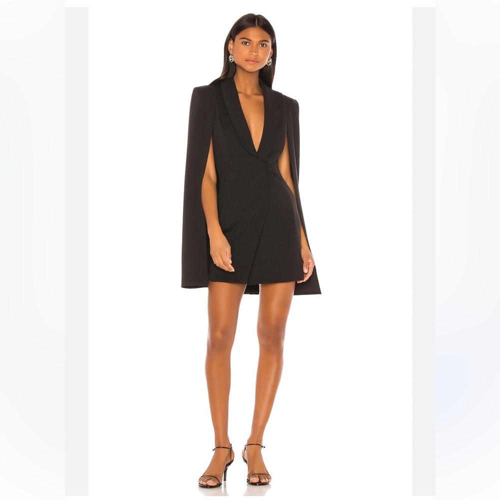 Katie May Elegant Black Mini Cape Blazer Dress